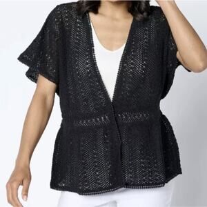 NWT BEAUTIFUL by Lawrence Zarian The Josie Novelty Sweater Topper-Black-Large